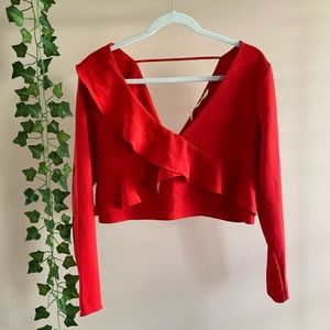 ZARA Trafaluc Collection Long Sleeve Ruffle Blouse